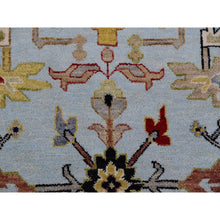 Load image into Gallery viewer, 9&#39;x12&#39;5&quot; Azure Sky Blue With Snowbound White, Hand Knotted Pure Vibrant Wool, Agra With Large Leaf Geometric Design, Oriental Rug FWR498642