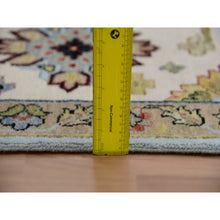 Load image into Gallery viewer, 9&#39;x12&#39;5&quot; Azure Sky Blue With Snowbound White, Hand Knotted Pure Vibrant Wool, Agra With Large Leaf Geometric Design, Oriental Rug FWR498642