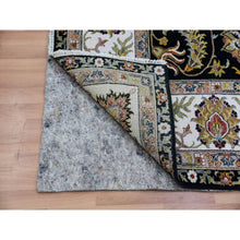Load image into Gallery viewer, 8&#39;x10&#39;1&quot; Clare Black, Hand Knotted Vegetable Dyes, Agra Organic Wool and Scroll and Large Leaf Design, Oriental Rug FWR498672