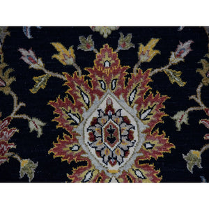 8'x10'1" Clare Black, Hand Knotted Vegetable Dyes, Agra Organic Wool and Scroll and Large Leaf Design, Oriental Rug FWR498672