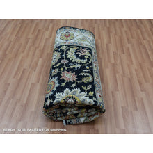 Load image into Gallery viewer, 8&#39;x10&#39;1&quot; Clare Black, Hand Knotted Vegetable Dyes, Agra Organic Wool and Scroll and Large Leaf Design, Oriental Rug FWR498672