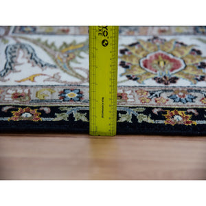 8'x10'1" Clare Black, Hand Knotted Vegetable Dyes, Agra Organic Wool and Scroll and Large Leaf Design, Oriental Rug FWR498672