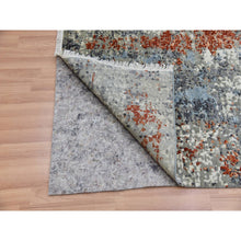 Load image into Gallery viewer, 9&#39;x11&#39;9&quot; Accessible Beige With Heron Black, Densely Woven, Hand Knotted 100% Wool, Abstract Design Oriental Rug FWR498696