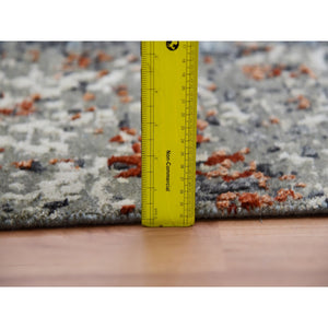 9'x11'9" Accessible Beige With Heron Black, Densely Woven, Hand Knotted 100% Wool, Abstract Design Oriental Rug FWR498696