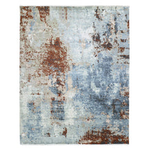 Load image into Gallery viewer, 9&#39;x12&#39;4&quot; Thundercloud Gray and Vermilion Red, Natural Wool Modern Abstract Design, Denser Weave Hand Knotted, Oriental Rug FWR498702