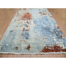 Load image into Gallery viewer, 9&#39;x12&#39;4&quot; Thundercloud Gray and Vermilion Red, Natural Wool Modern Abstract Design, Denser Weave Hand Knotted, Oriental Rug FWR498702