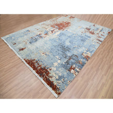 Load image into Gallery viewer, 9&#39;x12&#39;4&quot; Thundercloud Gray and Vermilion Red, Natural Wool Modern Abstract Design, Denser Weave Hand Knotted, Oriental Rug FWR498702