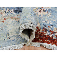 Load image into Gallery viewer, 9&#39;x12&#39;4&quot; Thundercloud Gray and Vermilion Red, Natural Wool Modern Abstract Design, Denser Weave Hand Knotted, Oriental Rug FWR498702