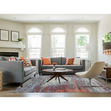 Load image into Gallery viewer, 8&#39;x10&#39;1&quot; Lexicon White And Raven Black, Densely Woven, Hand Knotted 100% Wool, Abstract Design, Oriental Rug S83125