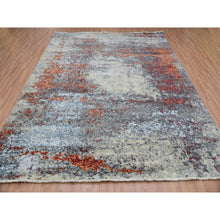 Load image into Gallery viewer, 8&#39;x10&#39;1&quot; Lexicon White and Raven Black, Densely Woven, Hand Knotted 100% Wool, Abstract Design, Oriental Rug S83125 FWR498750