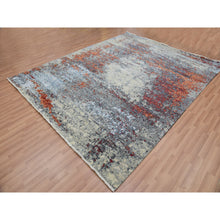 Load image into Gallery viewer, 8&#39;x10&#39;1&quot; Lexicon White and Raven Black, Densely Woven, Hand Knotted 100% Wool, Abstract Design, Oriental Rug S83125 FWR498750