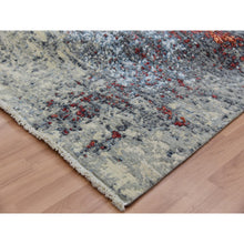 Load image into Gallery viewer, 8&#39;x10&#39;1&quot; Lexicon White And Raven Black, Densely Woven, Hand Knotted 100% Wool, Abstract Design, Oriental Rug S83125