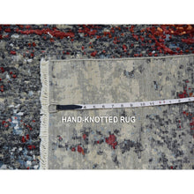 Load image into Gallery viewer, 8&#39;x10&#39;1&quot; Lexicon White And Raven Black, Densely Woven, Hand Knotted 100% Wool, Abstract Design, Oriental Rug S83125