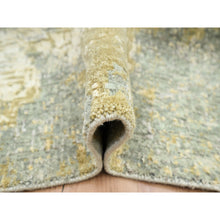 Load image into Gallery viewer, 8&#39;x10&#39;1&quot; Sage Green With Yellow, Abstract With Galaxy Design, Persian Knot, 100% Wool, Hand Knotted, Densely Woven, Oriental Rug FWR498762