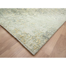 Load image into Gallery viewer, 8&#39;x10&#39;1&quot; Sage Green With Yellow, Abstract With Galaxy Design, Persian Knot, 100% Wool, Hand Knotted, Densely Woven, Oriental Rug FWR498762