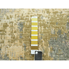 Load image into Gallery viewer, 8&#39;x10&#39;1&quot; Sage Green With Yellow, Abstract With Galaxy Design, Persian Knot, 100% Wool, Hand Knotted, Densely Woven, Oriental Rug FWR498762