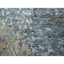 Load image into Gallery viewer, 7&#39;10&quot;x10&#39;2&quot; Aegean Blue With Rust Red, Hand Knotted, Abstract With Galaxy Design, Persian Knot, 100% Wool, Densely Woven, Oriental Rug FWR498774