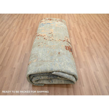 Load image into Gallery viewer, 7&#39;10&quot;x10&#39;2&quot; Aegean Blue With Rust Red, Hand Knotted, Abstract With Galaxy Design, Persian Knot, 100% Wool, Densely Woven, Oriental Rug FWR498774