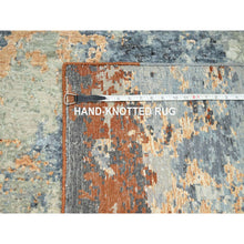 Load image into Gallery viewer, 7&#39;10&quot;x10&#39;2&quot; Aegean Blue With Rust Red, Hand Knotted, Abstract With Galaxy Design, Persian Knot, 100% Wool, Densely Woven, Oriental Rug FWR498774