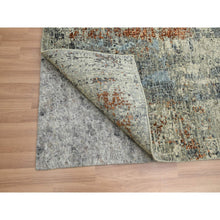 Load image into Gallery viewer, 8&#39;x10&#39;2&quot; Artichoke Green, Abstract With Galaxy Design, Persian Knot, Pure Wool, Hand Knotted, Densely Woven, Oriental Rug FWR498780