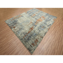Load image into Gallery viewer, 8&#39;x10&#39;2&quot; Artichoke Green, Abstract With Galaxy Design, Persian Knot, Pure Wool, Hand Knotted, Densely Woven, Oriental Rug FWR498780