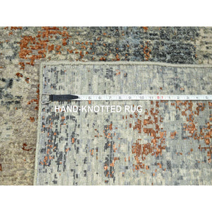 8'x10'2" Artichoke Green, Abstract With Galaxy Design, Persian Knot, Pure Wool, Hand Knotted, Densely Woven, Oriental Rug FWR498780