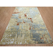 Load image into Gallery viewer, 8&#39;x10&#39;3&quot; Laurel Green, Persian Knot, Abstract With Galaxy Design, 100% Wool, Hand Knotted, Densely Woven, Oriental Rug FWR498786