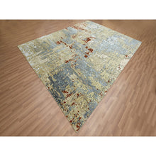 Load image into Gallery viewer, 8&#39;x10&#39;3&quot; Laurel Green, Persian Knot, Abstract With Galaxy Design, 100% Wool, Hand Knotted, Densely Woven, Oriental Rug FWR498786