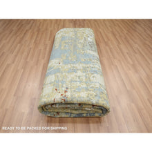 Load image into Gallery viewer, 8&#39;x10&#39;3&quot; Laurel Green, Persian Knot, Abstract With Galaxy Design, 100% Wool, Hand Knotted, Densely Woven, Oriental Rug FWR498786