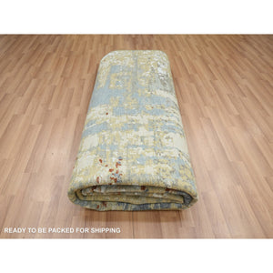 8'x10'3" Laurel Green, Persian Knot, Abstract With Galaxy Design, 100% Wool, Hand Knotted, Densely Woven, Oriental Rug FWR498786