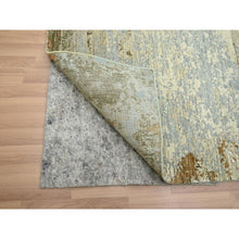 Load image into Gallery viewer, 8&#39;1&quot;x10&#39;5&quot; Laurel Green with Aegean Blue, Persian Knot, Abstract with Galaxy Design, Densely Woven, Pure Wool, Hand Knotted, Oriental Rug FWR498792