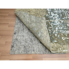 Load image into Gallery viewer, 7&#39;10&quot;x10&#39;2&quot; Beige With Green, Pure Wool, Abstract With Galaxy Design, Persian Knot, Hand Knotted, Densely Woven, Oriental Rug FWR498804