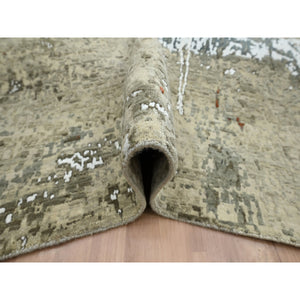 7'10"x10'2" Beige With Green, Pure Wool, Abstract With Galaxy Design, Persian Knot, Hand Knotted, Densely Woven, Oriental Rug FWR498804