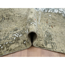 Load image into Gallery viewer, 7&#39;10&quot;x10&#39;2&quot; Beige With Green, Pure Wool, Abstract With Galaxy Design, Persian Knot, Hand Knotted, Densely Woven, Oriental Rug FWR498804