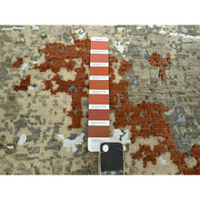 Load image into Gallery viewer, 7&#39;10&quot;x10&#39;2&quot; Beige With Green, Pure Wool, Abstract With Galaxy Design, Persian Knot, Hand Knotted, Densely Woven, Oriental Rug FWR498804