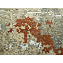 Load image into Gallery viewer, 7&#39;10&quot;x10&#39;2&quot; Beige With Green, Pure Wool, Abstract With Galaxy Design, Persian Knot, Hand Knotted, Densely Woven, Oriental Rug FWR498804