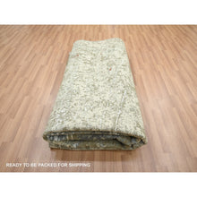 Load image into Gallery viewer, 7&#39;10&quot;x10&#39;2&quot; Beige With Green, Pure Wool, Abstract With Galaxy Design, Persian Knot, Hand Knotted, Densely Woven, Oriental Rug FWR498804