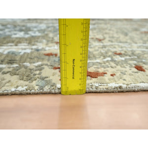 7'10"x10'2" Beige With Green, Pure Wool, Abstract With Galaxy Design, Persian Knot, Hand Knotted, Densely Woven, Oriental Rug FWR498804