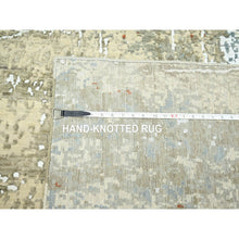 Load image into Gallery viewer, 7&#39;10&quot;x10&#39;2&quot; Beige With Green, Pure Wool, Abstract With Galaxy Design, Persian Knot, Hand Knotted, Densely Woven, Oriental Rug FWR498804