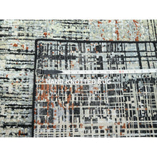 Load image into Gallery viewer, 8&#39;x10&#39;3&quot; Onyx Black with Beige, Abstract with Galaxy Design, Persian Knot, Densely Woven, 100% Wool, Hand Knotted, Oriental Rug FWR498810