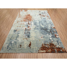 Load image into Gallery viewer, 8&#39;x10&#39; Rust Red With Gray, Abstract With Galaxy Design, Persian Knot, Pure Wool, Hand Knotted, Densely Woven, Oriental Rug FWR498828
