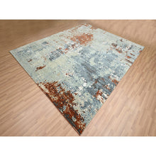 Load image into Gallery viewer, 8&#39;x10&#39; Rust Red With Gray, Abstract With Galaxy Design, Persian Knot, Pure Wool, Hand Knotted, Densely Woven, Oriental Rug FWR498828