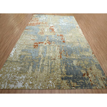 Load image into Gallery viewer, 9&#39;x12&#39;8&quot; Stone Blue With Beige, Persian Knot, Densely Woven, Abstract With Galaxy Design, 100% Wool, Hand Knotted, Oriental Rug FWR498846