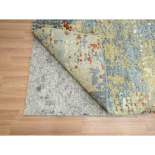 Load image into Gallery viewer, 9&#39;x12&#39;8&quot; Stone Blue With Beige, Persian Knot, Densely Woven, Abstract With Galaxy Design, 100% Wool, Hand Knotted, Oriental Rug FWR498846