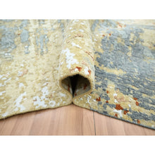 Load image into Gallery viewer, 9&#39;x12&#39;8&quot; Stone Blue With Beige, Persian Knot, Densely Woven, Abstract With Galaxy Design, 100% Wool, Hand Knotted, Oriental Rug FWR498846