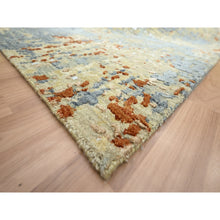 Load image into Gallery viewer, 9&#39;x12&#39;8&quot; Stone Blue With Beige, Persian Knot, Densely Woven, Abstract With Galaxy Design, 100% Wool, Hand Knotted, Oriental Rug FWR498846