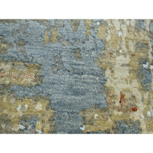 Load image into Gallery viewer, 9&#39;x12&#39;8&quot; Stone Blue With Beige, Persian Knot, Densely Woven, Abstract With Galaxy Design, 100% Wool, Hand Knotted, Oriental Rug FWR498846