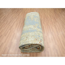 Load image into Gallery viewer, 9&#39;x12&#39;8&quot; Stone Blue With Beige, Persian Knot, Densely Woven, Abstract With Galaxy Design, 100% Wool, Hand Knotted, Oriental Rug FWR498846