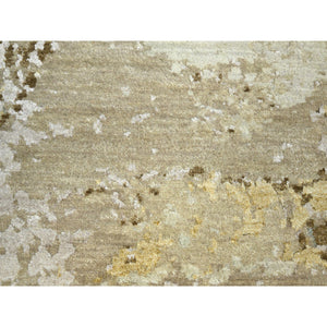 9'x11'10" Shades Of Brown With Gray, Persian Knot, Abstract With Galaxy Design, 100% Wool, Hand Knotted, Densely Woven, Oriental Rug FWR498864
