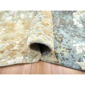 9'x12'1" Shades Of Brown, Densely Woven, Abstract With Galaxy Design, Persian Knot, Pure Wool, Hand Knotted, Oriental Rug FWR498870